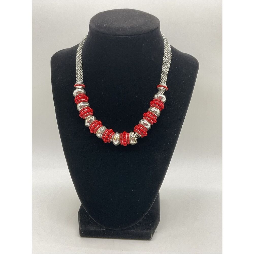 Brighton Global Dreams Red Beaded Statement Necklace